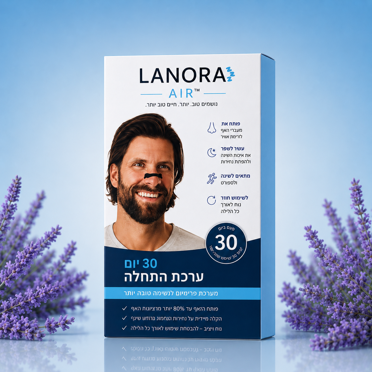 LanoraAir™ - רצועות מגנטיות לאף